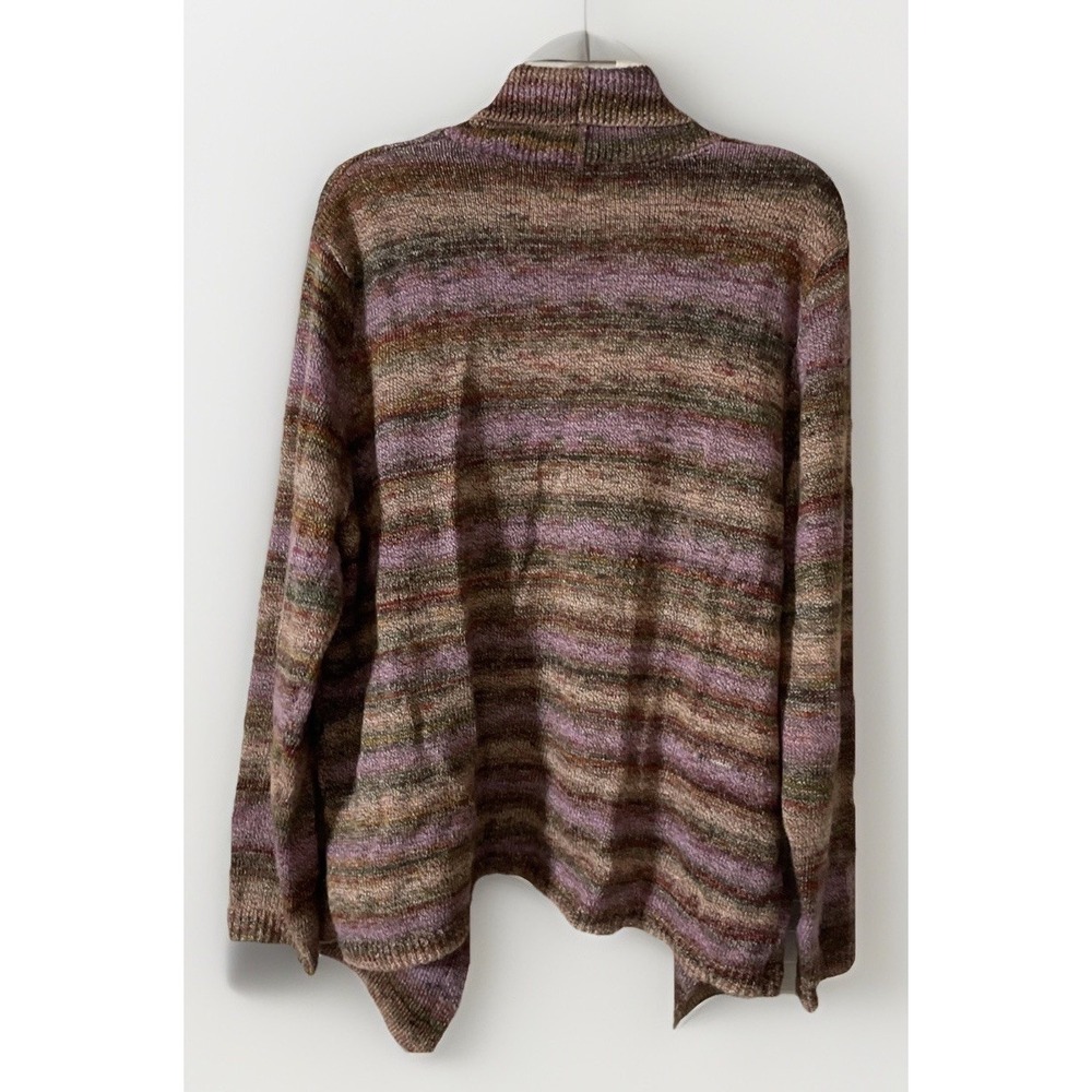 Ruby Rd. Open Front Cardigan Sweater Striped Purpl/Brwn Knit Stretch Womens 2X - Picture 4 of 8